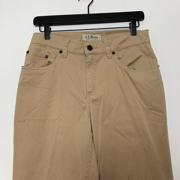 Medium Tall LL Bean women's tan khaki high rise classic fit straight leg pants 8 - Picture 3 of 8